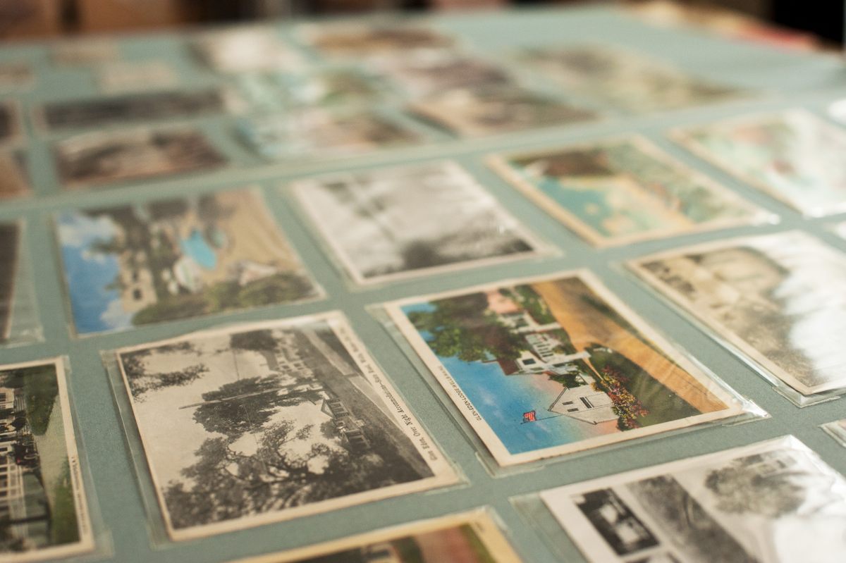 Postcards from the collection were displayed on card for a recent show.