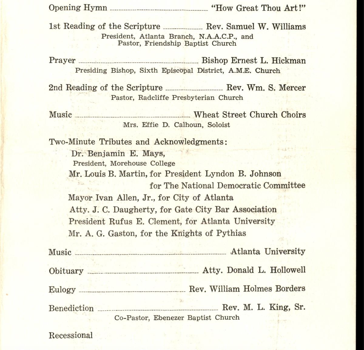 Reverend Martin Luther King Sr. spoke at the funeral of Judge Austin Thomas Walden.