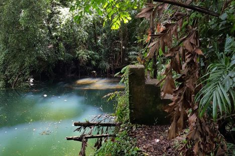Remaining structures of the diving board.