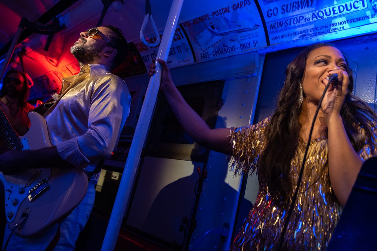Disco stylings in the 1970s-themed car.