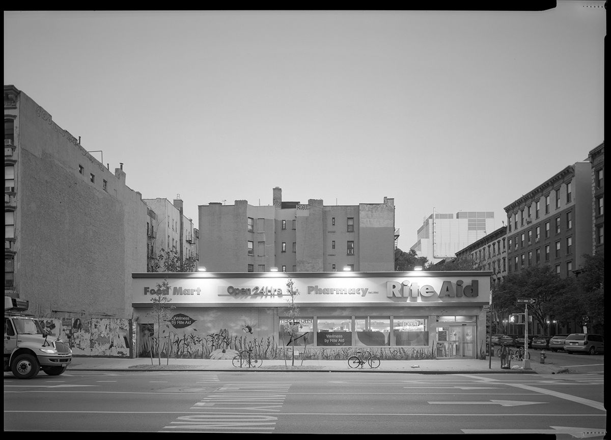 When Friedberg photographed it, the Rite Aid on 1st Avenue was bathed in light.