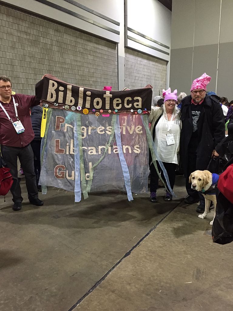 Librarians preparing to march in Atlanta on 21 January 2017, during the midwinter conference of the American Library Association.