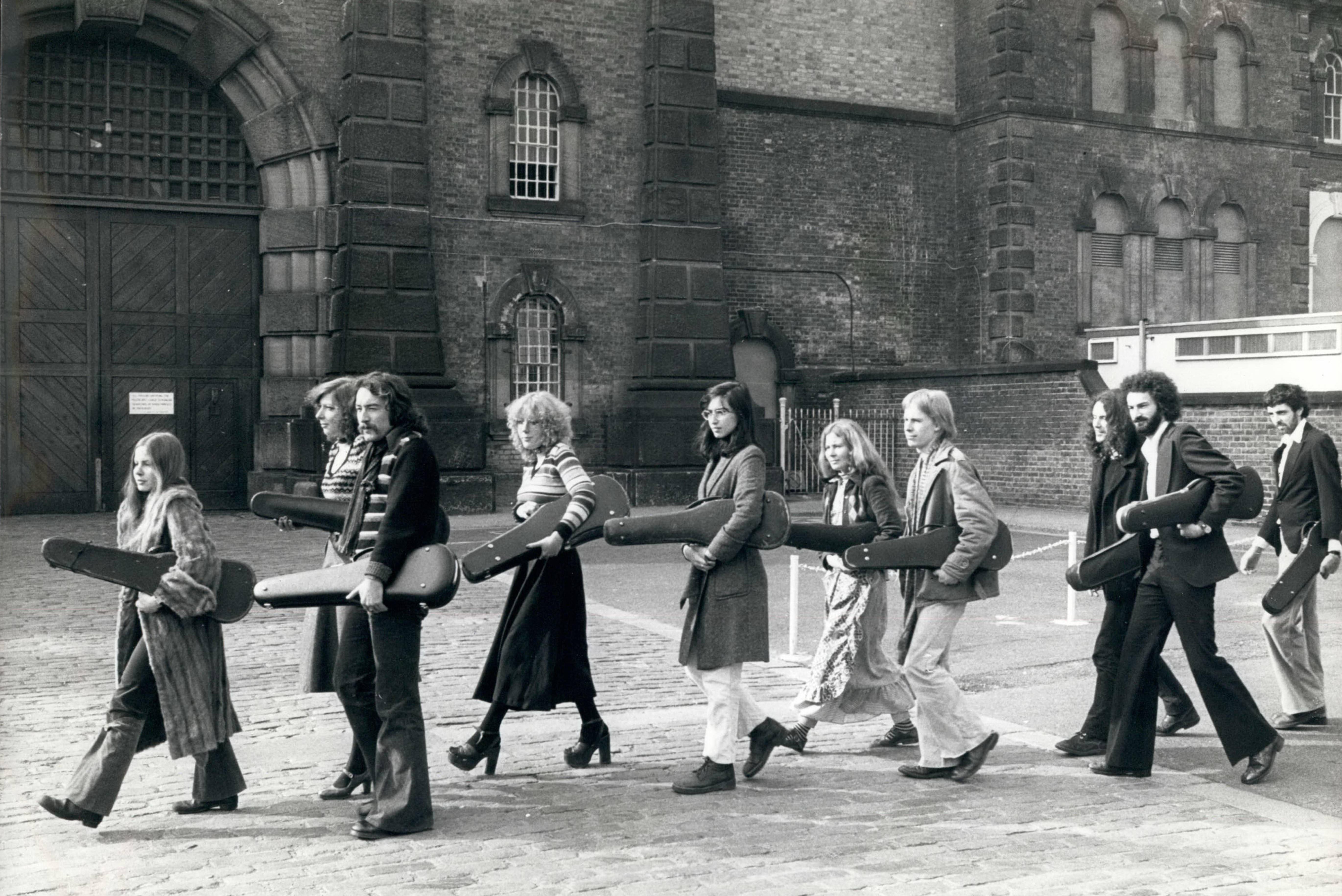 The Portsmouth Sinfonia in 1975 before a concert in a jail.