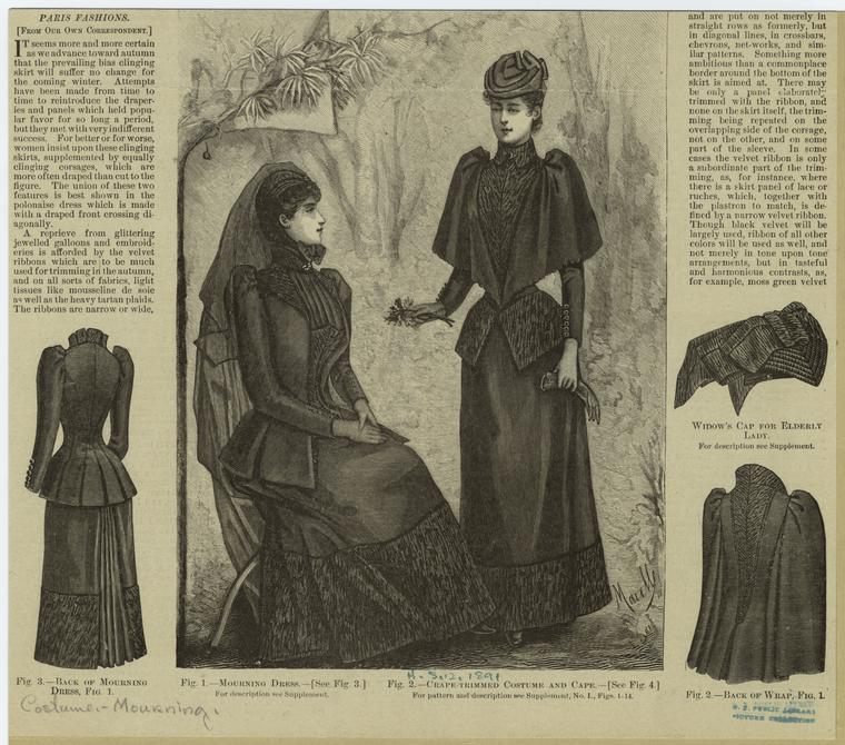 Victoria mourning fashion from <em>Harper's Bazaar</em>, 1891.