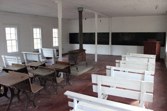 inside of a colonial schoolhouse