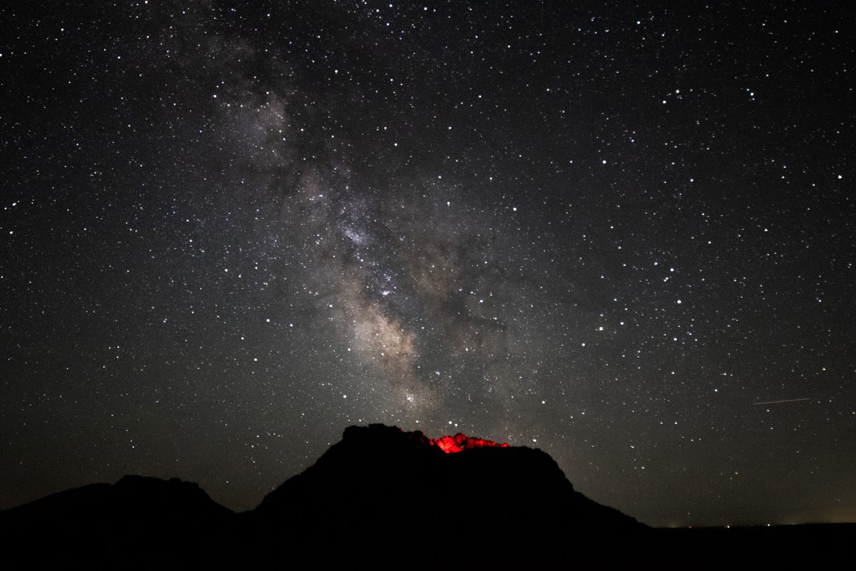 Lisa Nguyen's photograph of the Milky Way over a lava cave in the craters of the Moon National Park, Idaho.