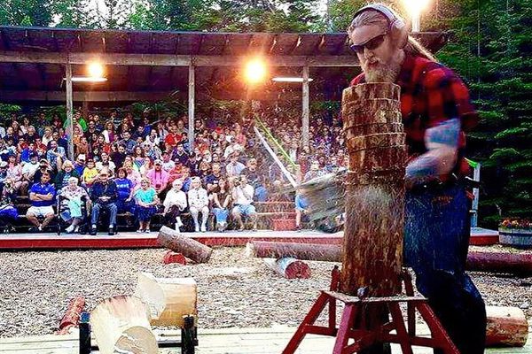 Tina Scheer founded Timber Tina’s Great Maine Lumberjack Show to honor the state’s logging heritage. 