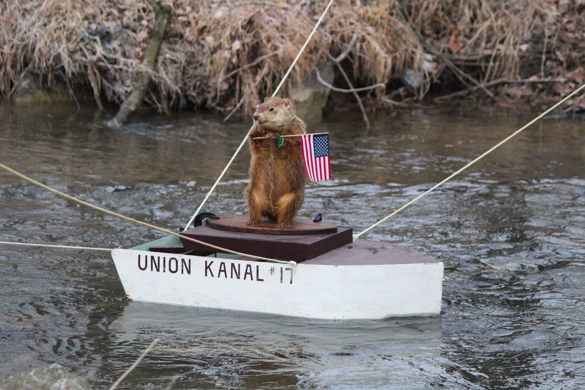 Every year, Uni the groundhog sails this little creek before making his prediction of the arrival of spring.