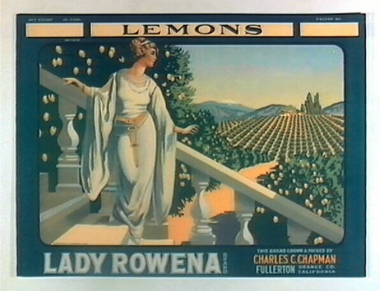 A Lady Rowena Brand crate label from 1920. 