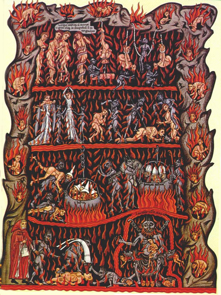 Essa representação do inferno do século 12 pode ter sido o que os escribas tinham em mente para os ladrões de livros.