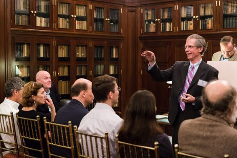 Cushing delivering a rare book talk.