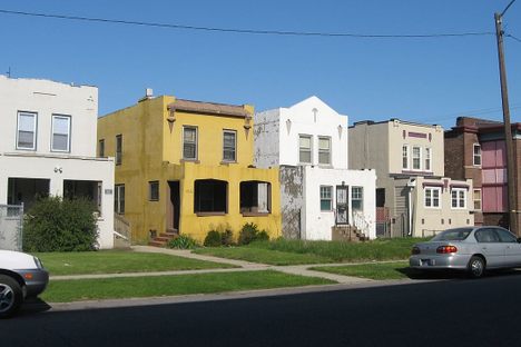 Edison concrete houses along Polk Street in Gary, Indiana