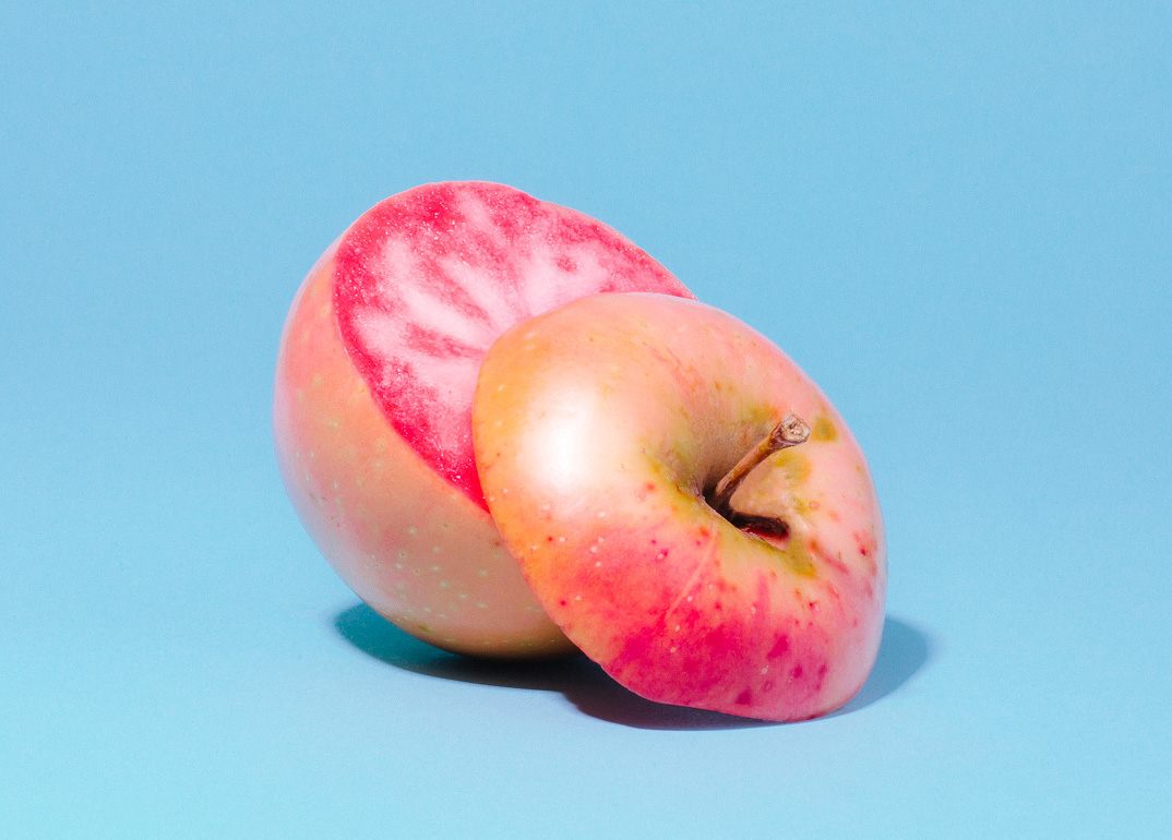 The Pink Pearl apple, seen from the top.
