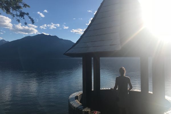 One of the towers built, overlooking Kootenay Lake