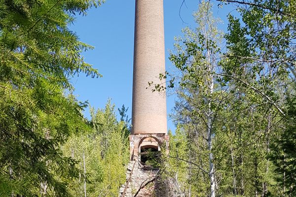 The remains of the smelting plant downhill from The Stack.