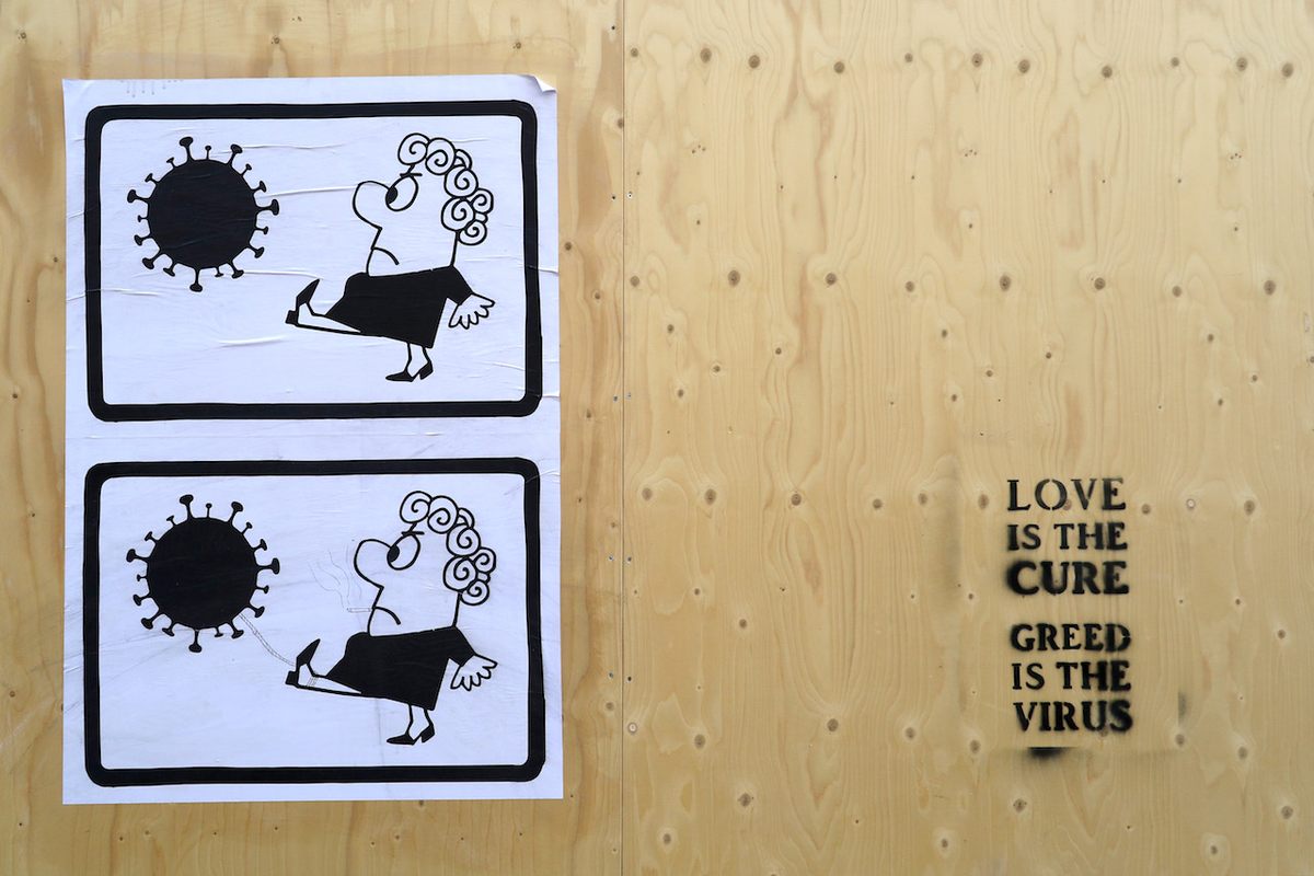Street art in Amsterdam's "Red Light District," April 4, 2020.