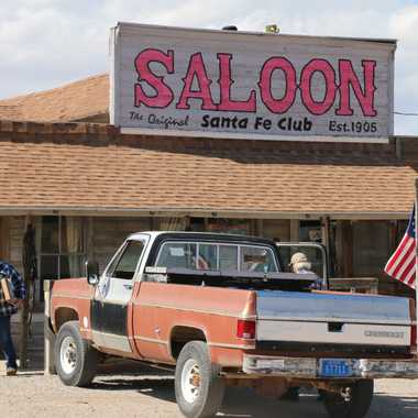 The exterior of the saloon.