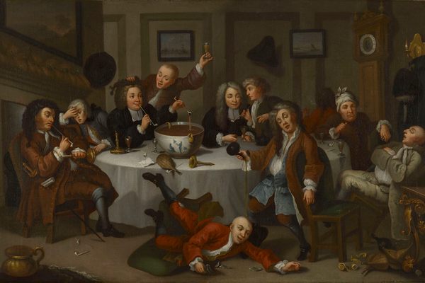 A Midnight Modern Conversation by William Hogarth depicts punch-drinkers in an 18th-century coffeehouse.