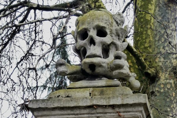 Skull and crossbones memento mori.