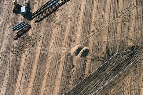 Marking the outline of the Arabia; 45 feet deep and about the length of a football field.