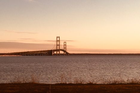Looking south from the Bridge View Park in Saint Ignace