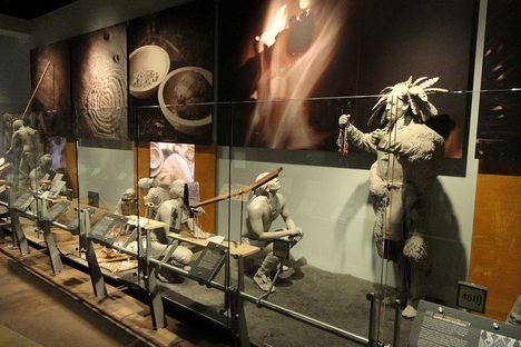 A display of Native American artifacts at the Indiana State Museum.