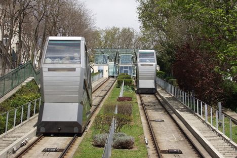The funicular as it operates in Montmartre today.