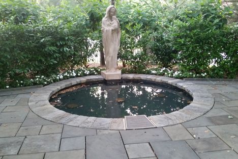 The statue of the Virgin Mary. 
