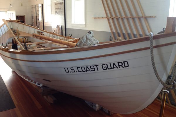 Vintage Coast Guard life boat at the Museum