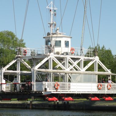 Gondola of transporter bridge on Rendsburg High Bridge