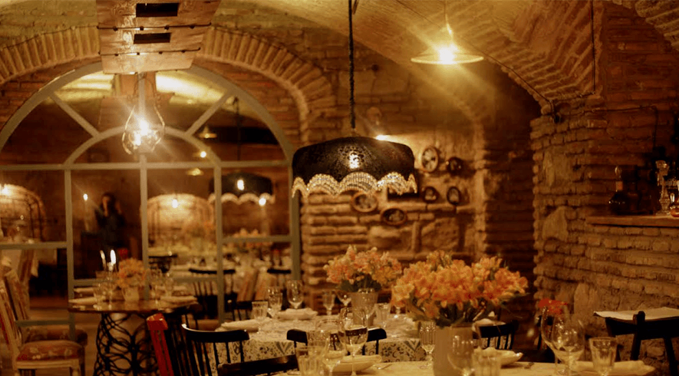 The interior of the restaurant.