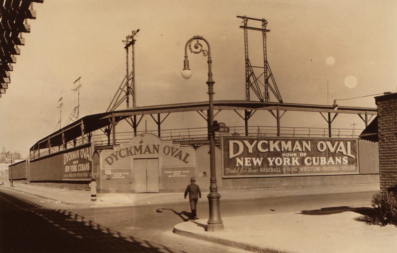 Dyckman Oval in 1937 as seen from the intersection of Nagle Avenue and Academy Street.