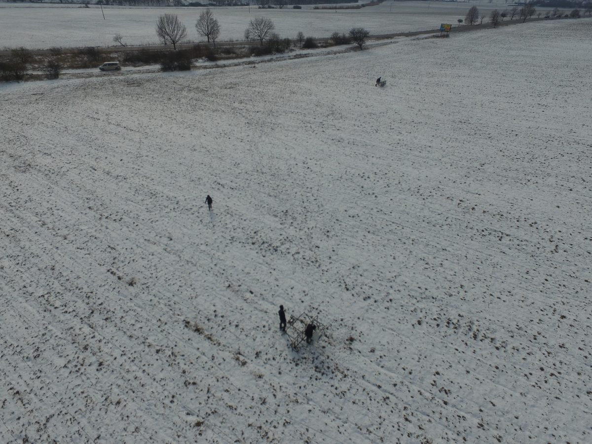 High-precision magnetic prospectors can measure magnetic fields—in this case in a literal field—and align the results with world coordinates.