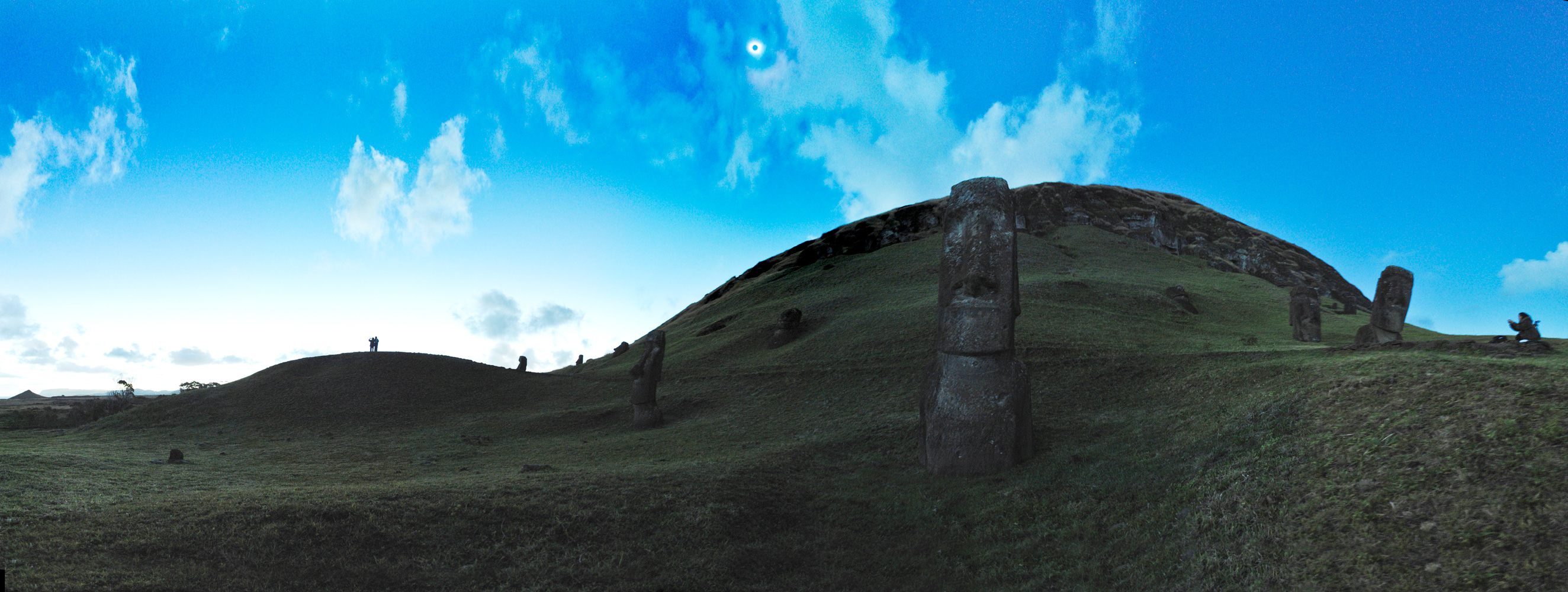 A total solar eclipse over Easter Island in 2010. Easter Island will experience a partial solar eclipse on July 2, 2019, and another on December 14, 2020.