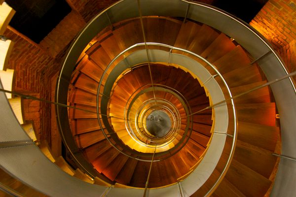 The spiral staircase.