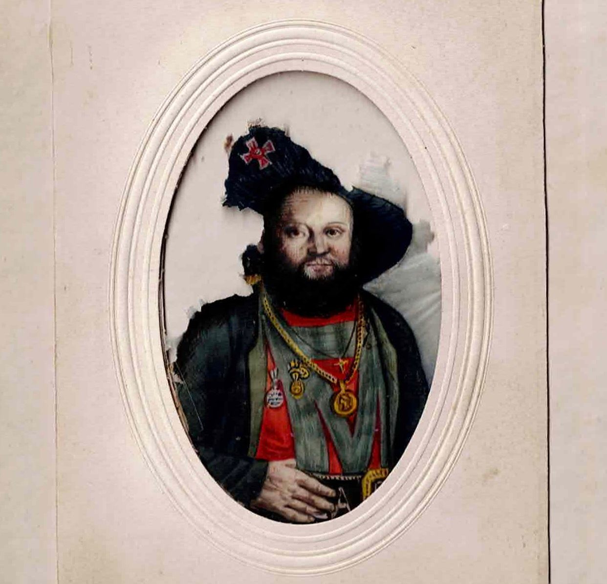 This 19th-century cobweb painting depicts a wealthy Austrian gentleman.