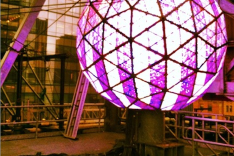 The glowing Times Square Ball as it rests today.