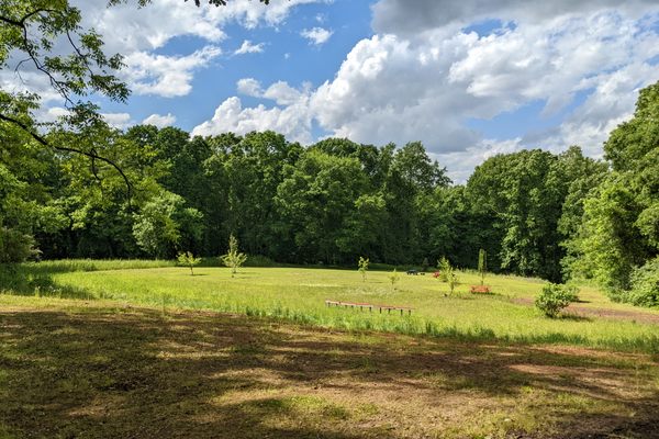 The practice field looking toward home plate from left field