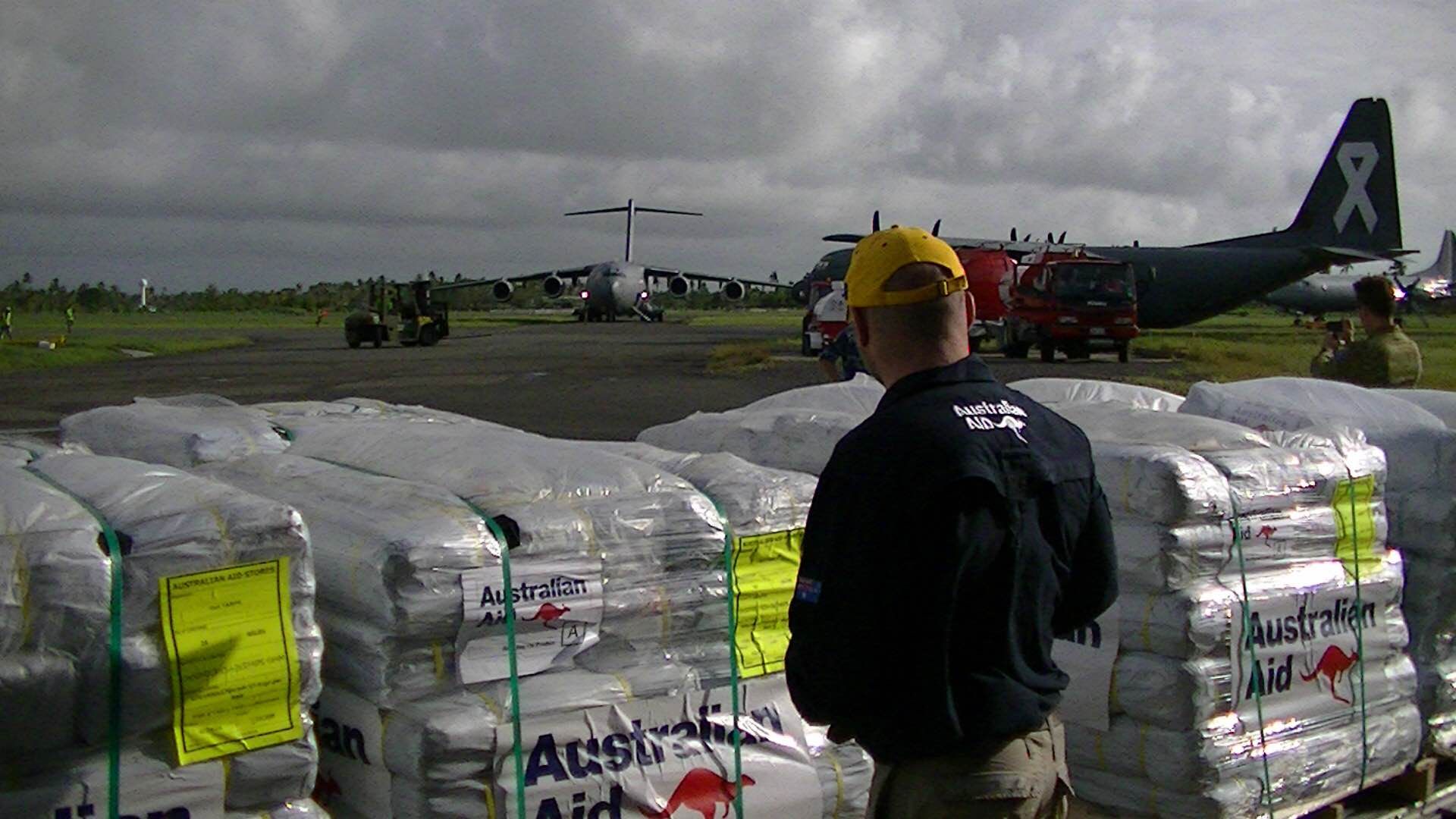 Humanitarian supplies being loaded into MHR90s for transport to Koro island Date	26 February 2016