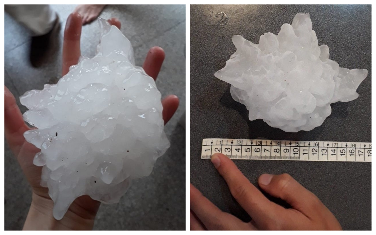 Victoria Druetta plucked the plummeted hail from her yard, then photographed and measured it.
