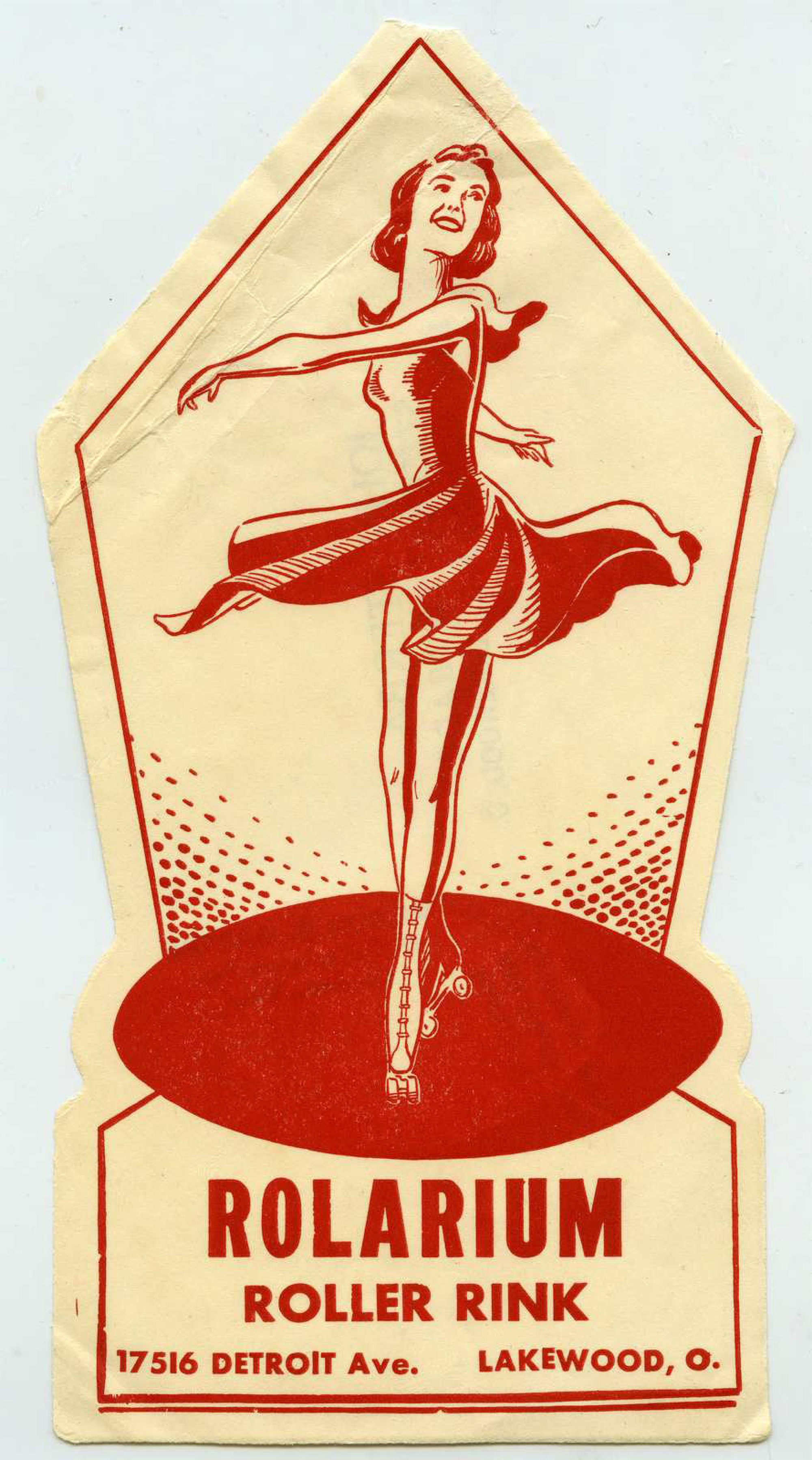 An elegant skate on the Rolarium Roller Rink sticker, Lakewood, Ohio. 