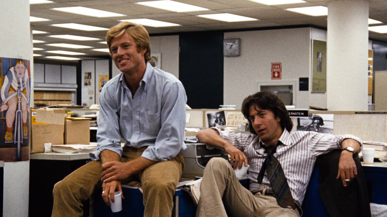 Robert Redford and Dustin Hoffman in "All The President's Men". 