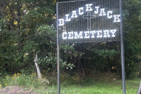 Blackjack Cemetery sign