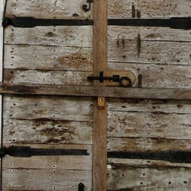 The 15th C. north door with scorch marks, some say left by the Devil's hand, Holy Trinity Church, Blythburgh.