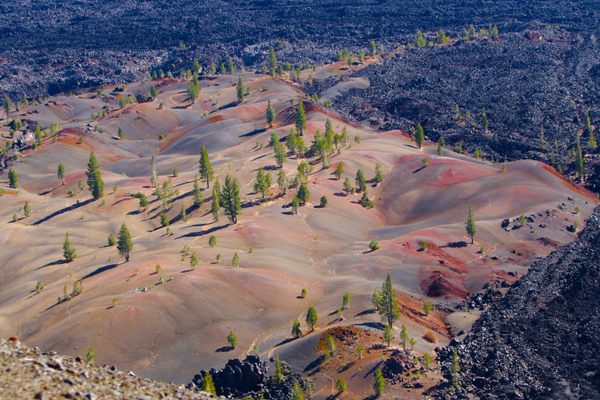 Painted Dunes from the top of the adjacent cinder cone. 