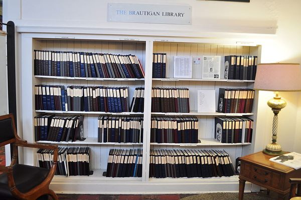 Shelves at the Brautigan Library