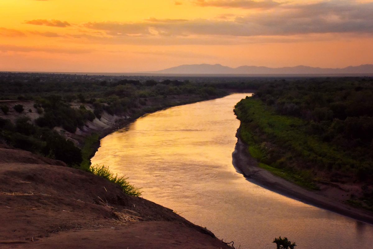 Almost 500 miles long, the Omo River winds through southwestern Ethiopia. 