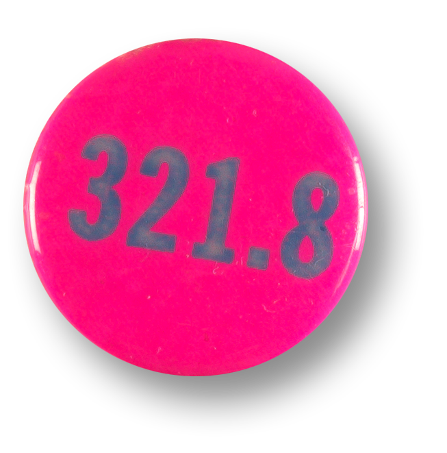 The number 321.8 is the Dewey Decimal System classification for “republic,” the section of a library where one can find books on participatory democracy. This button, made for a 1970 meeting of American Library Associate Social Responsibility Round Table, recalls a time in the United States when there was a movement to make libraries a force for social justice and a strong democracy.