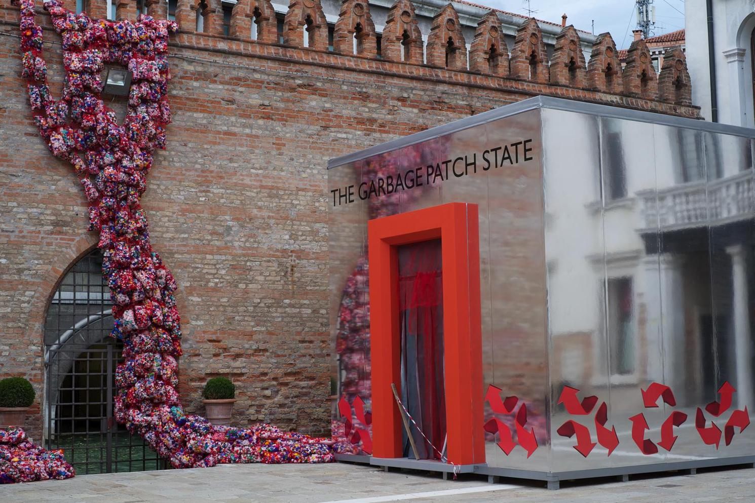 Finucci's Garbage Patch State installation at Venice Biennale in 2013. Visitors could request citizenship.