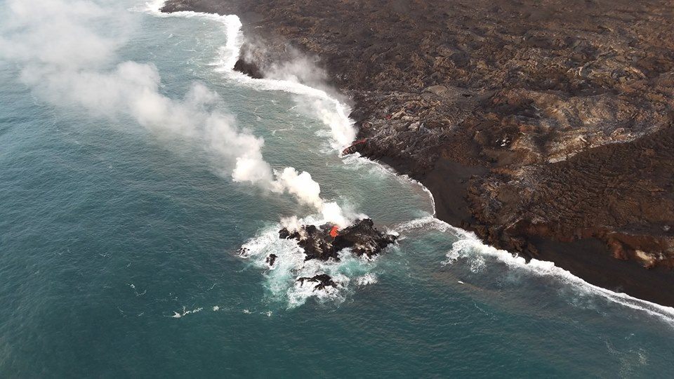 Lava quickly connected the island to the mainland.
